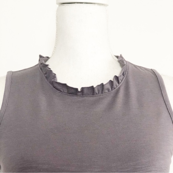 ANTHROPOLOGIE LILLA | P Gray Sleeveless Tank Ruffle Peplum Mini Dress Size XS - Picture 5 of 12